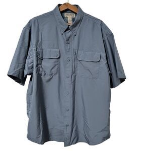 Duluth Trading Dry On The Fly Nylon Short Sleeve‎ Shirt Size XL Blue Fishing